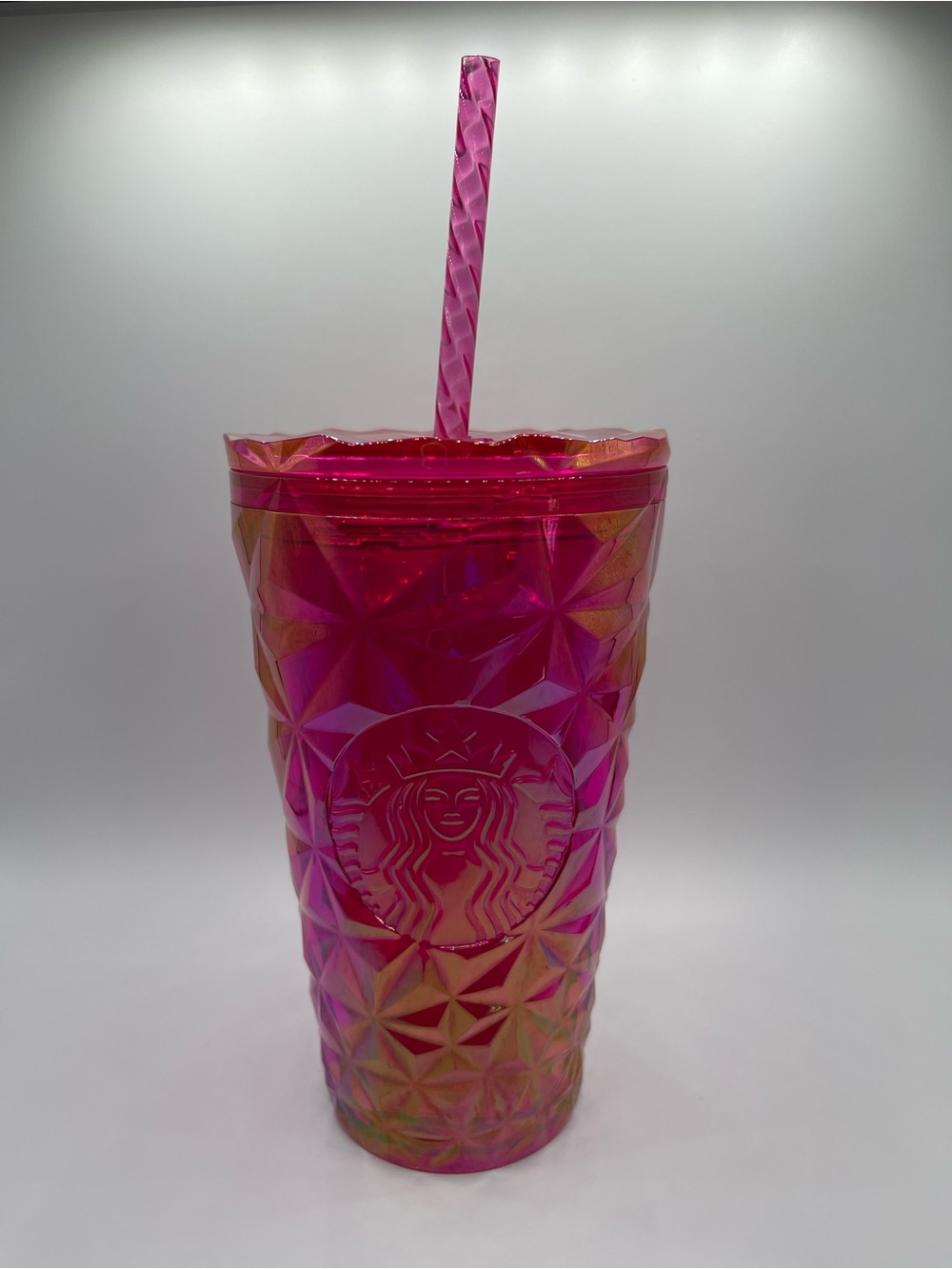 Starbucks Iridescent Hot Pink Studded Cold Cup with Straw